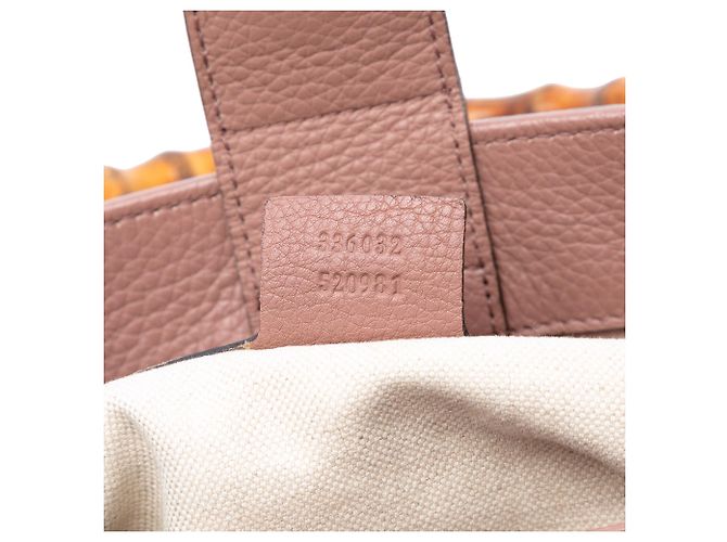 Bamboo Borsa shopper piccola in pelle di vitello rosa Gucci con bambù - vista 5