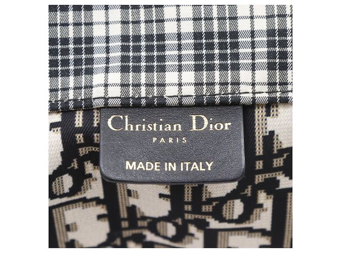 Borsa tote in cotone bianco e nero Christian Dior - vista 17
