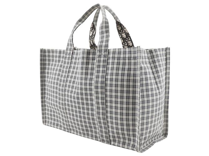 Borsa tote in cotone bianco e nero Christian Dior - vista 2