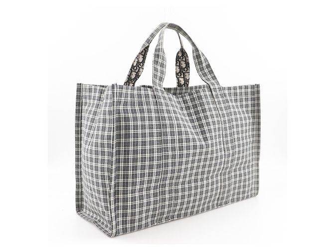 Borsa tote in cotone bianco e nero Christian Dior - vista 3