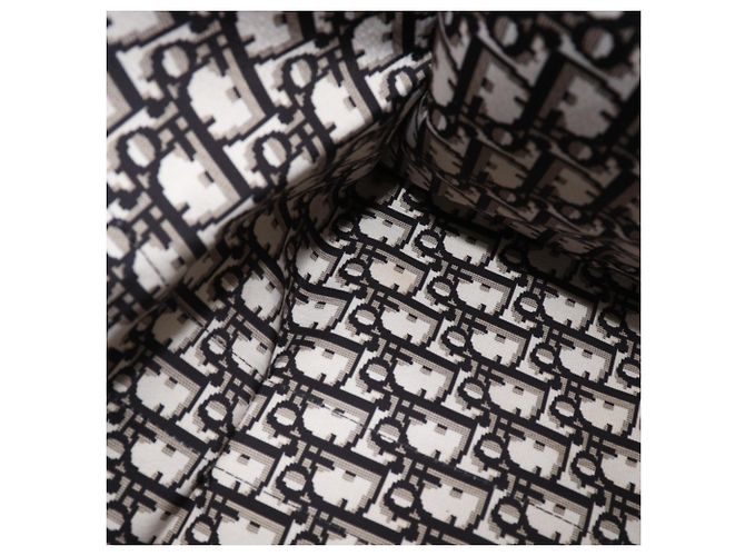 Borsa tote in cotone bianco e nero Christian Dior - vista 8
