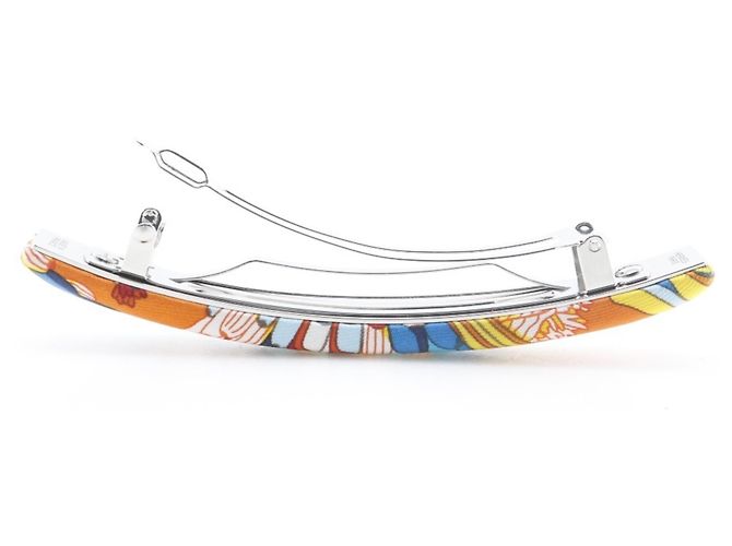 Hermès Mehrfarbige Seidenhaarnadel Mehrfarben Orange - Ansicht 3