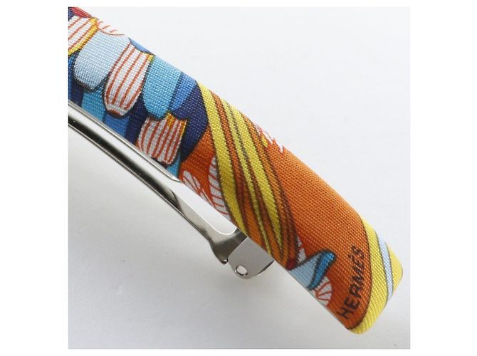 Hermès Mehrfarbige Seidenhaarnadel Mehrfarben Orange - Ansicht 4