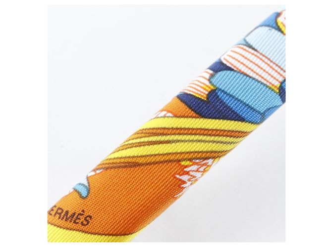 Hermès Mehrfarbige Seidenhaarnadel Mehrfarben Orange - Ansicht 7