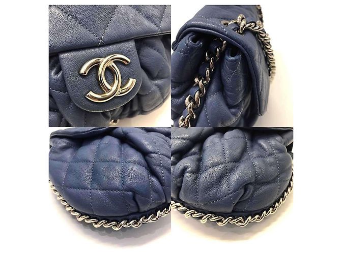 Borsa a Spalla Chanel Matelassé Chain Around Blu navy - vista 3