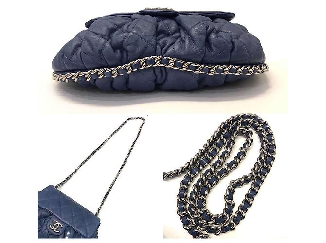 Borsa a Spalla Chanel Matelassé Chain Around Blu navy - vista 4