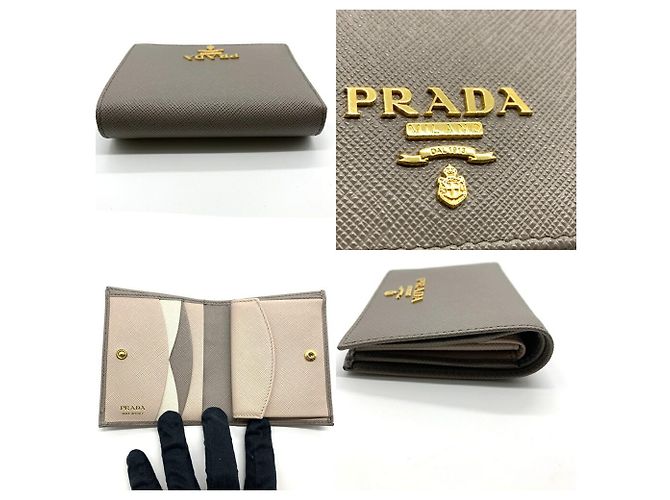 Saffiano Portafoglio bi-fold grigio per donne Prada - vista 4