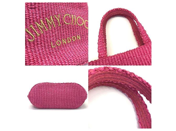 Borsa da spiaggia mini raffia East West di Jimmy Choo Rosa - vista 4