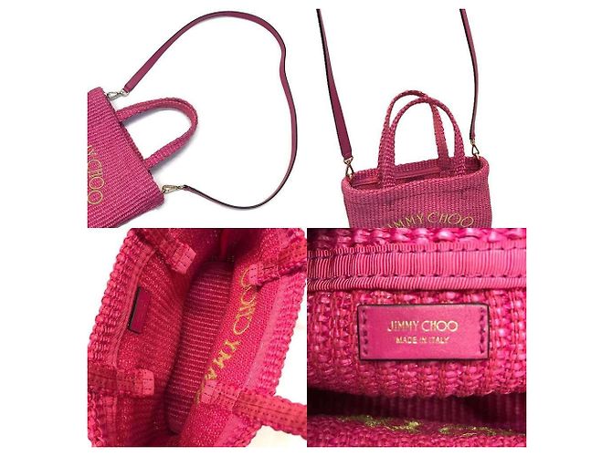 Borsa da spiaggia mini raffia East West di Jimmy Choo Rosa - vista 5