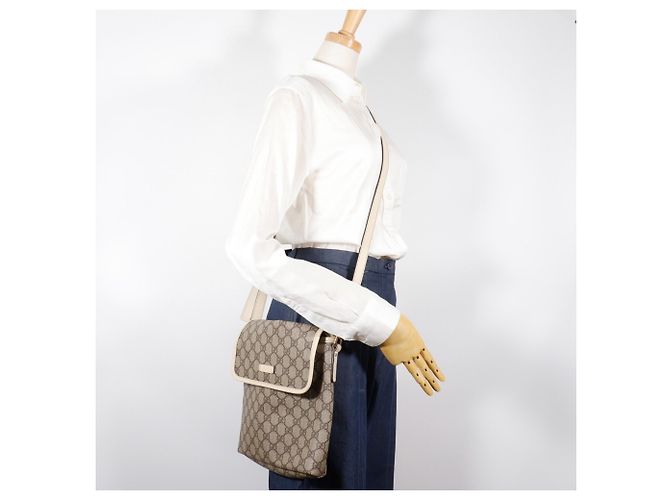 Borsa a Spalla Gucci Beige GG Supreme - vista 15