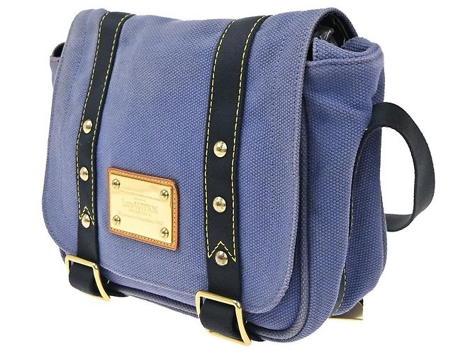 Borsa Messenger Antigua in Tela Louis Vuitton Blu - vista 2