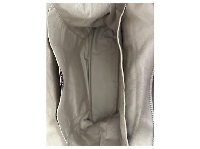 Borsa tote Chloé in tela beige e pelle marrone - vista 12