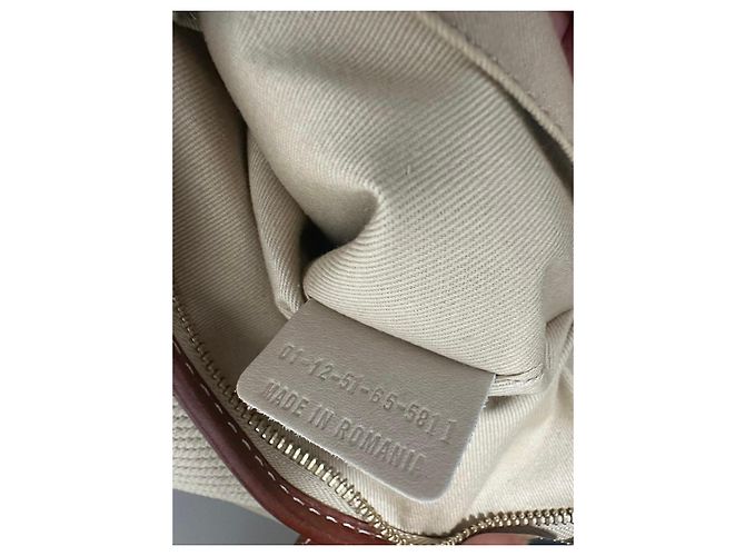 Borsa tote Chloé in tela beige e pelle marrone - vista 5