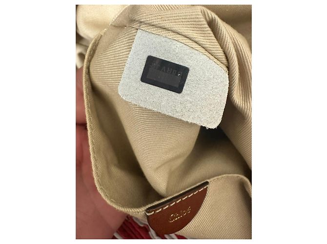 Borsa tote Chloé in tela beige e pelle marrone - vista 6