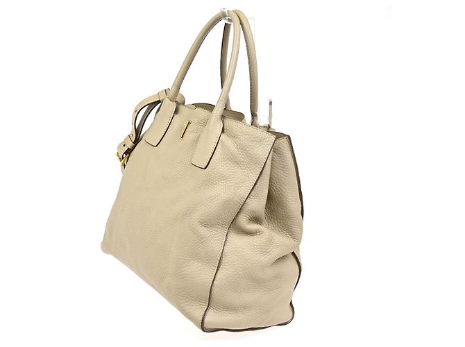Prada Convertible Offene Einkaufstasche Vitello Daino Mittel Beige - Ansicht 3
