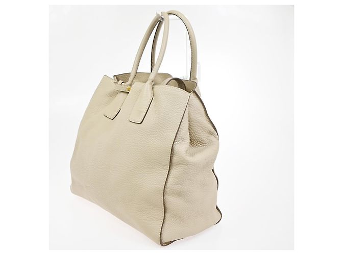 Prada Convertible Offene Einkaufstasche Vitello Daino Mittel Beige - Ansicht 4