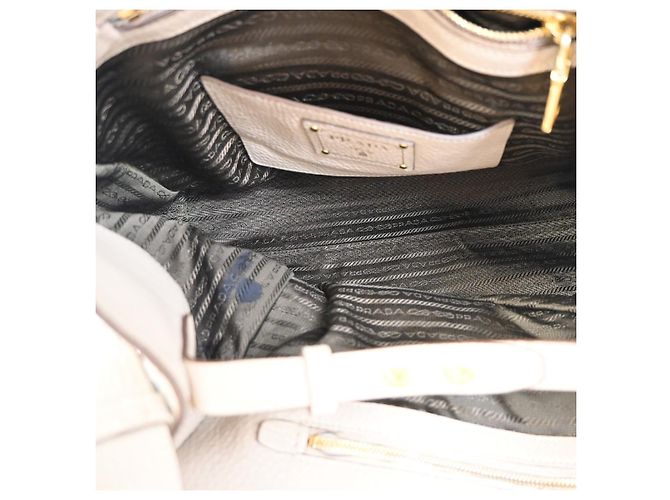 Prada Convertible Offene Einkaufstasche Vitello Daino Mittel Beige - Ansicht 5