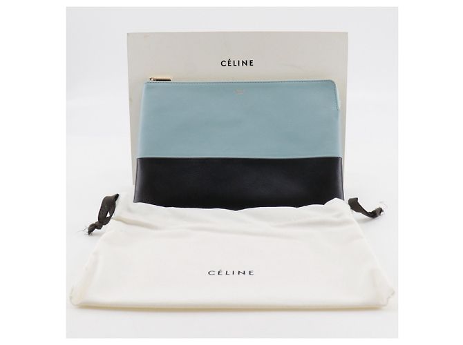 Céline Bicolor Clutch Bag von Celine Schwarz Hellblau - Ansicht 11
