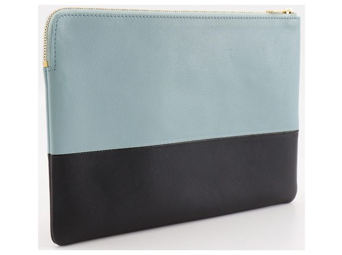 Céline Bicolor Clutch Bag von Celine Schwarz Hellblau - Ansicht 3