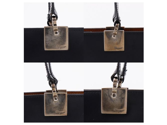 Borsa Tote Gancini di Salvatore Ferragamo Nero - vista 14