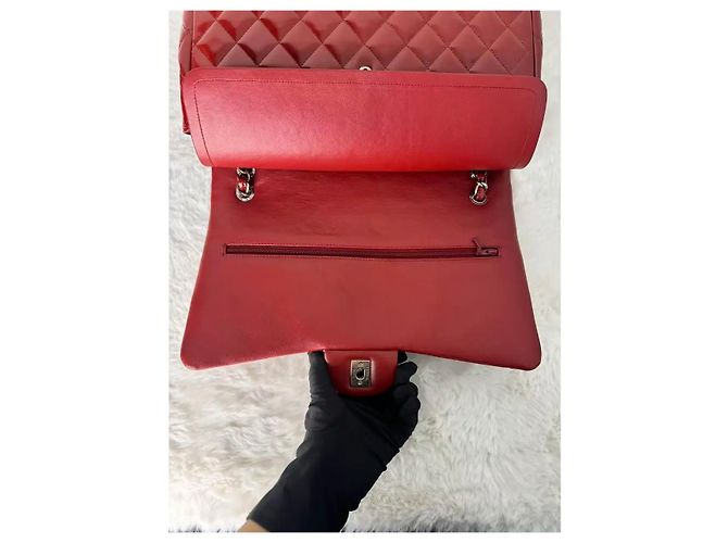 Chanel Timeless CF Maxi Borsa a mano in vernice rossa Rosso - vista 10
