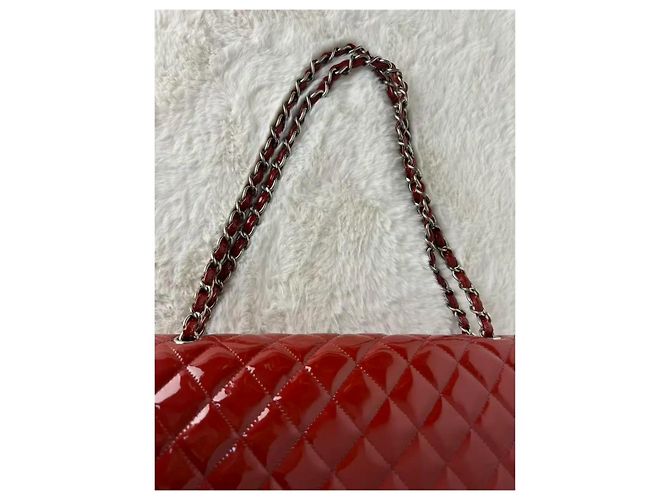 Chanel Timeless CF Maxi Borsa a mano in vernice rossa Rosso - vista 11