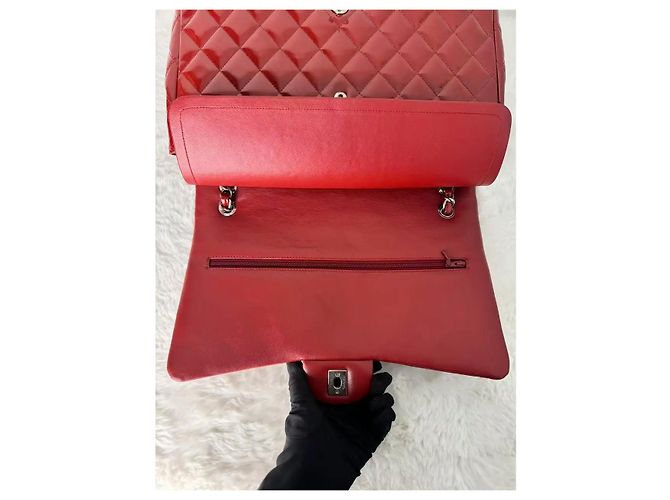 Chanel Timeless CF Maxi Borsa a mano in vernice rossa Rosso - vista 6