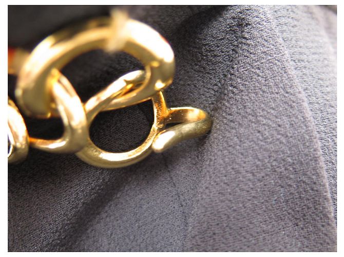 VINTAGE CHANEL KLEID MIT GROSSER KETTE 38 M SCHWARZE WOLLE NEU - Ansicht 10