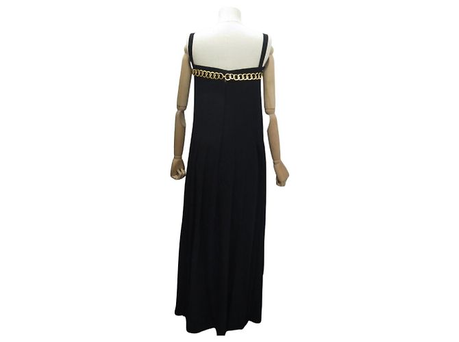 VINTAGE CHANEL KLEID MIT GROSSER KETTE 38 M SCHWARZE WOLLE NEU - Ansicht 2