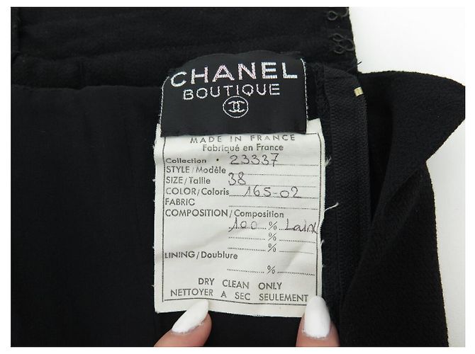 VINTAGE CHANEL KLEID MIT GROSSER KETTE 38 M SCHWARZE WOLLE NEU - Ansicht 5