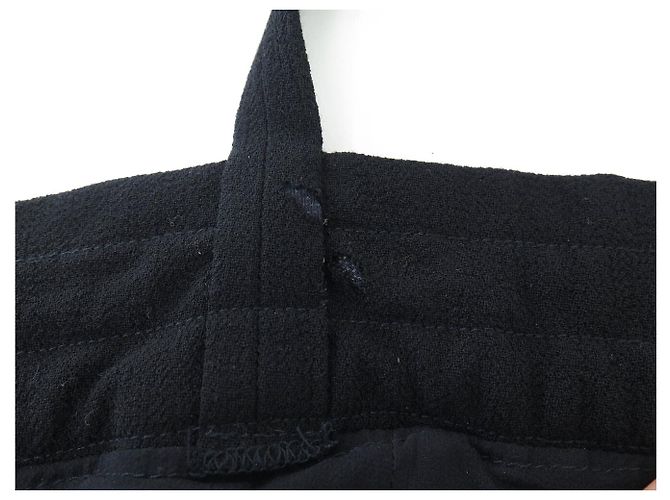 VINTAGE CHANEL KLEID MIT GROSSER KETTE 38 M SCHWARZE WOLLE NEU - Ansicht 6