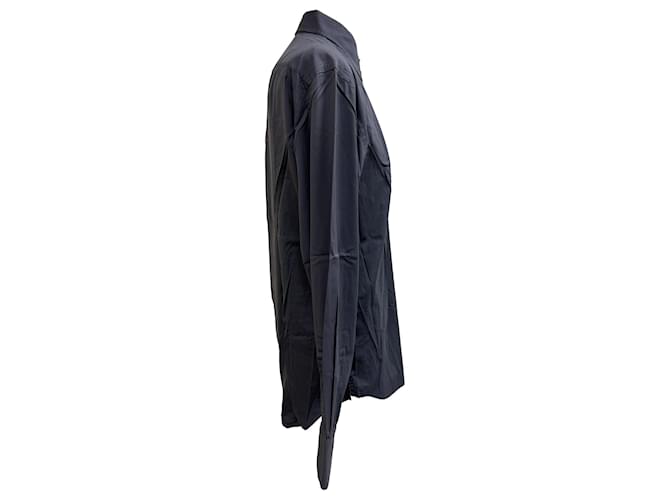 Camicia con bottoni Prada in cotone blu navy - vista 3
