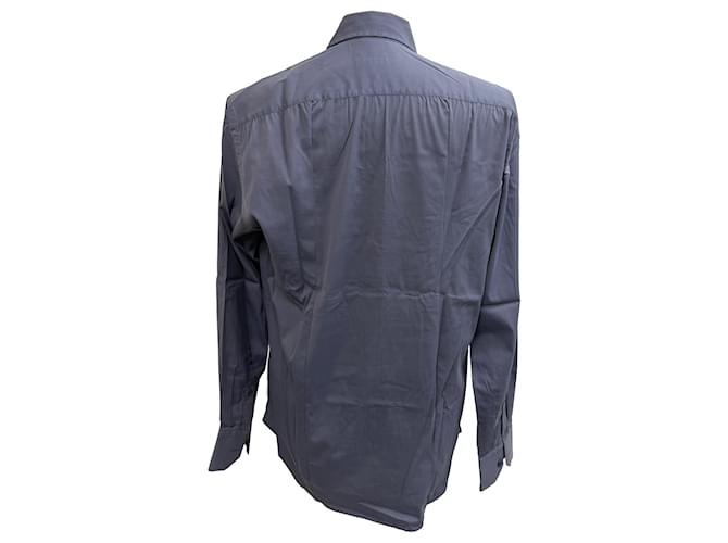 Camicia con bottoni Prada in cotone blu navy - vista 4