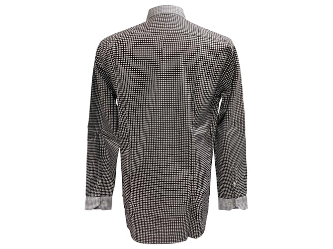 Camicia button-down in cotone nero e bianco a stampa check Etro - vista 3