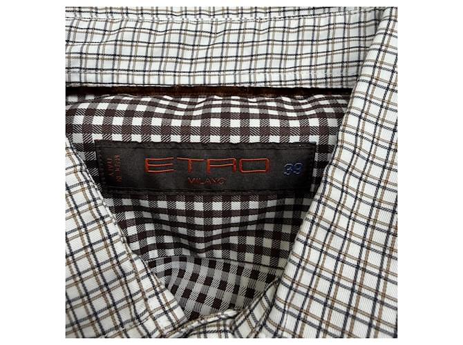 Camicia button-down in cotone nero e bianco a stampa check Etro - vista 4