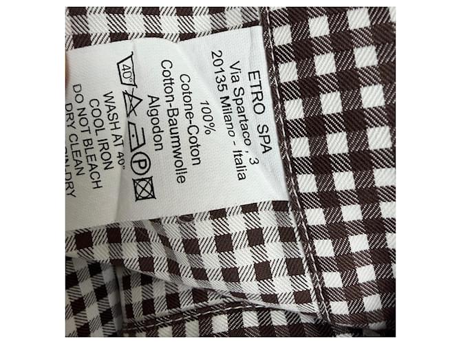 Camicia button-down in cotone nero e bianco a stampa check Etro - vista 5