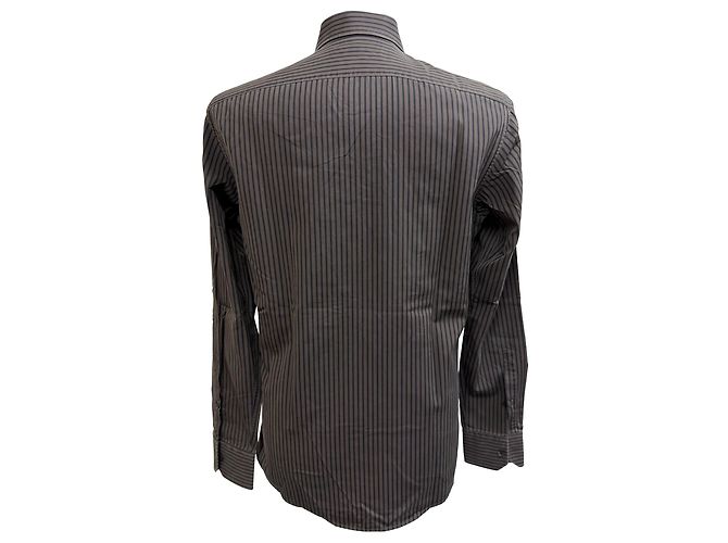Camicia a righe con bottoni Gucci in cotone marrone Rosso - vista 3