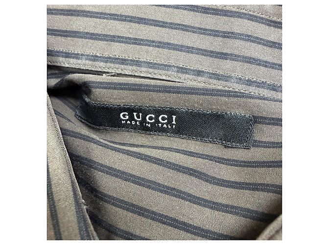 Camicia a righe con bottoni Gucci in cotone marrone Rosso - vista 4