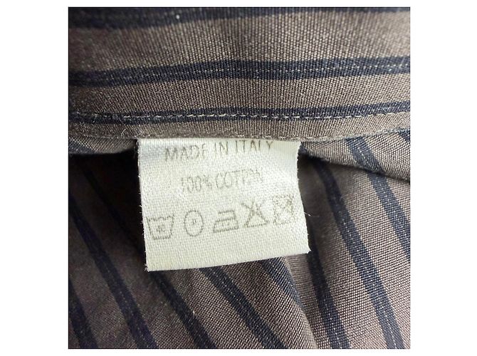 Camicia a righe con bottoni Gucci in cotone marrone Rosso - vista 5