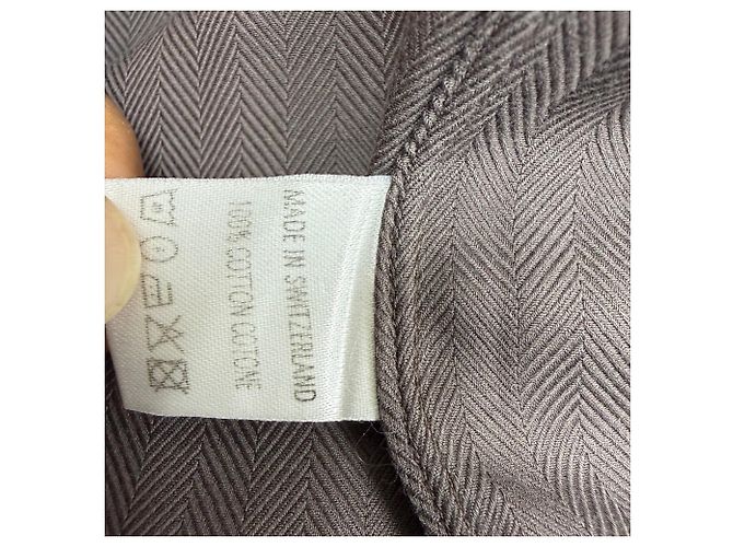 Camicia button-down in cotone marrone a spina di pesce Gucci Rosso - vista 5