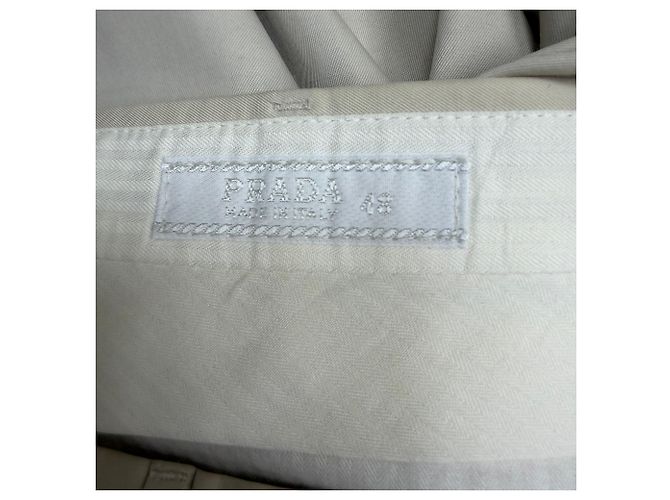 Pantaloni dritti Prada in viscosa beige - vista 5