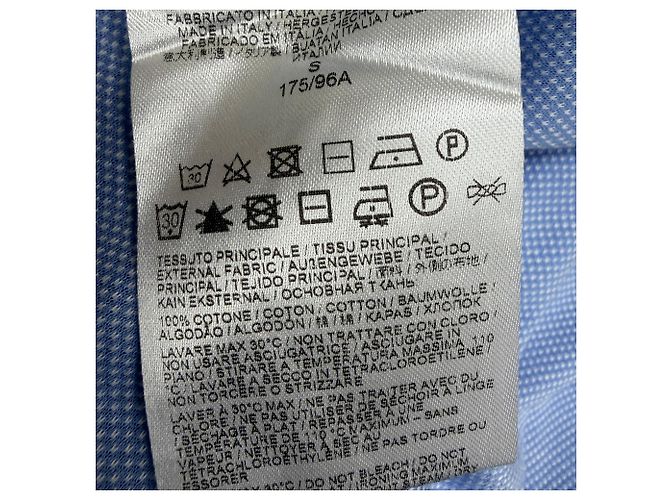 Brioni strukturierte Button-Down-Hemd aus blauer Baumwolle - Ansicht 5