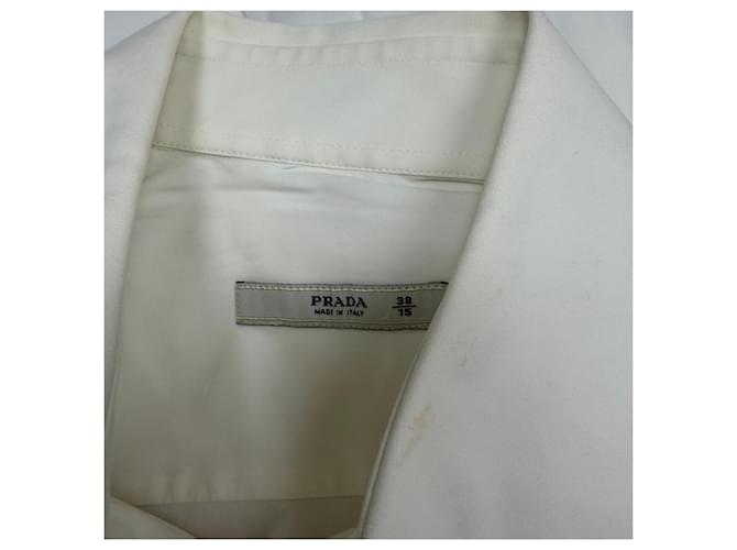 Camicia con bottoni Prada in cotone bianco Crudo - vista 4