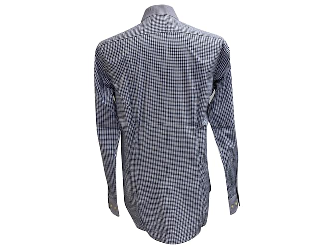 Camicia a quadri Etro in cotone blu - vista 3