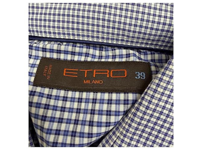 Camicia a quadri Etro in cotone blu - vista 4