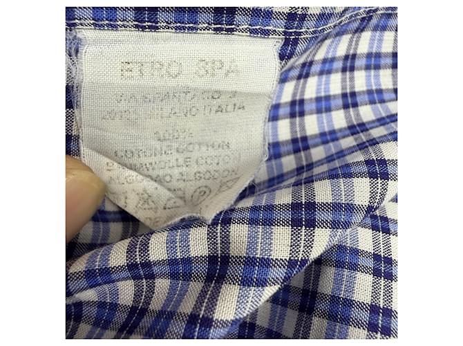 Camicia a quadri Etro in cotone blu - vista 5