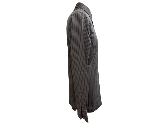 Camicia a righe con bottoni Gucci in cotone grigio - vista 2