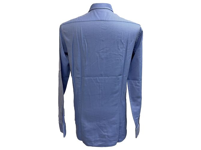 Texturierte Etro Button-Down-Hemd aus blauer Baumwolle - Ansicht 3