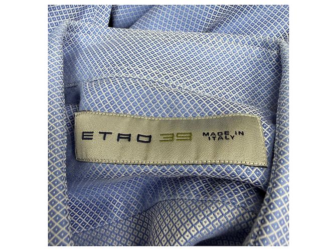 Texturierte Etro Button-Down-Hemd aus blauer Baumwolle - Ansicht 4