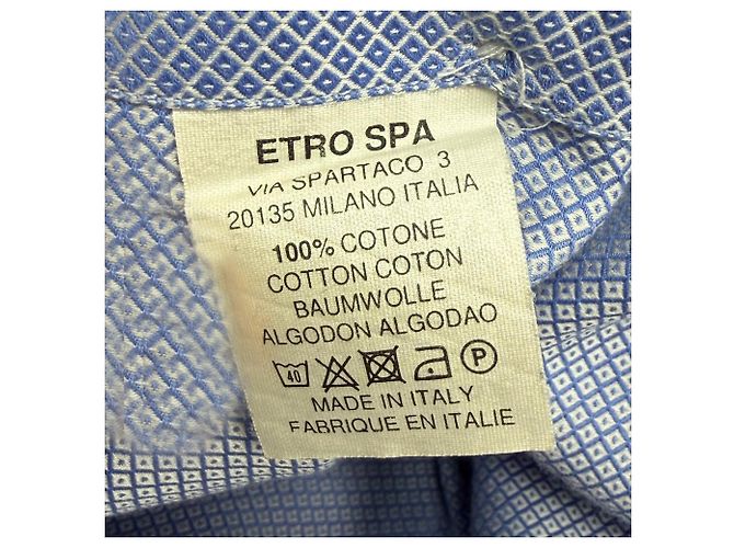 Texturierte Etro Button-Down-Hemd aus blauer Baumwolle - Ansicht 5